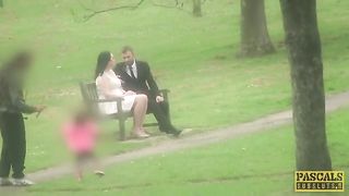 Chubby girl in a pretty dress spanked and fucked like a sub