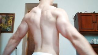 Czech Muscle Teen Sebastian Oils his Hot Body in White Briefs and Flexes 