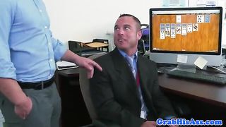Office sub gets anally dildoed and fucked  at GayMenHDTV.com 