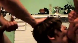 Short haired cutie rammed by two guys   