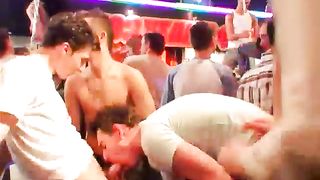 Group of stripper and the guys watching end up in a hardcore group fuck session