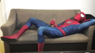Horny Spiderman Jerks off and Cums Massive Load - Amateure - Free Gay Porn 2