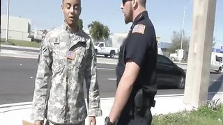Police interrigates a ebony lover with their steel round dong deep in his kisser and fuck hole