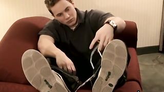Young and Handsome Tommy Solo Masturbates while Showing his Feet 