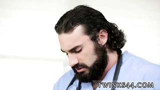 A hairy doctor is fingering a nice butthole during exam and gets a hot blowjob from a twink