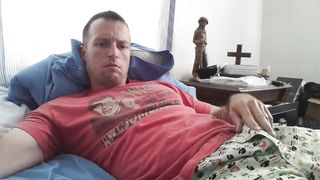 Zane, straight male shows his huge dick on cam