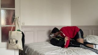 blindfolded punk and twink dom edging and sock worship - homemade gay porn