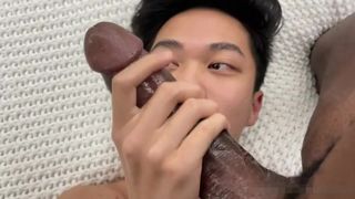 oriental twink oral sex & bare By Interracial throbbing penis