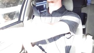 Long drive, huge cock had to  cum public driving cumshot seigeayyy 