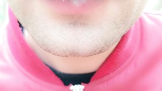 Foamy cum play on lips after being mouth fucked outdoor Idmir Sugary 