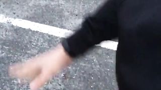 Teen boy risky cumshot at a car parking AnthonyHun 