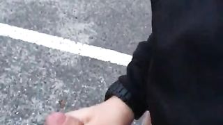 Teen boy risky cumshot at a car parking AnthonyHun 