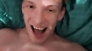 Very horny skinny teen cums in his mouth and has it dripping down his chin Peter bony
