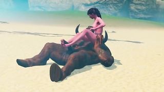 Furry Minotaur vs Horny Girl ¦ Big Cock Monster Toejob ¦ 3D Porn Wild Life YR Lesnik
