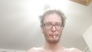 Skinny guy loves to spit and vape circles Peter bony
