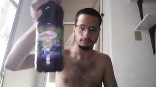 Faggot boy swallowing a grape juice ∖ food fetish nathan nz