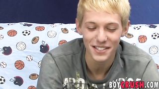 Interviewed blonde twink Kenny Monroe wanking off and cums Boy Crush