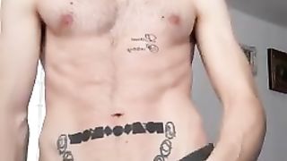 Masculine toned body teasing, jerking off and close-up cum in your face. KyleBern