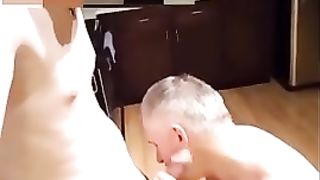 Master gets blowjob in the kitchen BottomSlutCO - SeeBussy.com