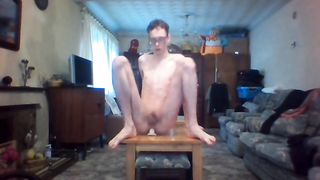Skinny teen rides a dildo deep in his anus in living room and moans Peter bony - SeeBussy.com