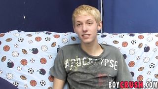 Interviewed blonde twink Kenny Monroe wanking off and cums Boy Crush - SeeBussy.com