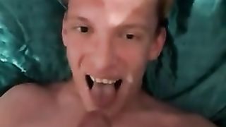 Very horny skinny teen cums in his mouth and has it dripping down his chin Peter bony - SeeBussy.com