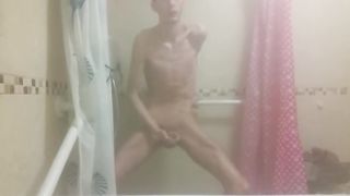 Skinny boy strokes his big wet cock after shower Peter bony - SeeBussy.com