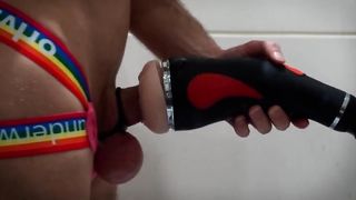 Gay twink in jockstrap and buttplug fucking a fleshlight on multiple cameras with internal creampie gayduplo - SeeBussy.com