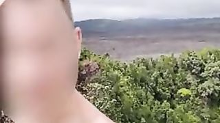 Hot twink's risky public wank totally naked at a hiking trail lookout¡ Kyle Lane