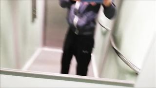 Elevator cumshot, almost caught¡ RISKY AS FUCK¡ Johann Wood
