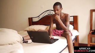 Tattoo African Twink Tugs his Lubed Rod during Solo - Amateur Gay Porn - A Gay Porno Video