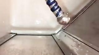 Solo Anal Masturbation using a Glass Dildo in the Shower with no Lube Required Jetsfan1983 - SeeBussy.com
