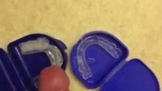 FAN REQUEST(Dental Device); Cumshot into Mouth Guards Inserted into my Mouth so I could Enjoy my Cum Jetsfan1983 - BussyHunter.com