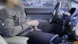 PUBLIC STREET MASTURBATION; Jerking off in the Car while People are Walking around me - Big Cumshot TheCumVow - BussyHunter.com