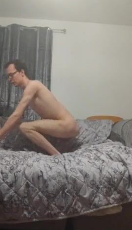 Very skinny moans shows off his skinny ribs and legs on top his bed Peter bony 4