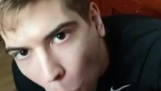 Sexy Twink Sucks his Friend's Dad's Monster Cock. Licked all the Cum down to a Drop Cris Fabio 2