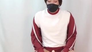 Femboy Wears Japanese Schoolgirl Sports Uniform and Rides on 'dildo' Exercise Ball