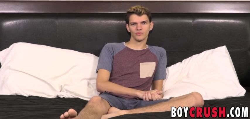 Skinny twink Max Rose jerks off solo during an interview Boy Crush - Amateur Gay Porn