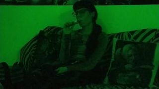Beth Kinky - Sexy goth domina smoking in green light pt1 HD Beth Kinky 2