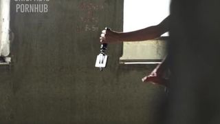 A Young Guy Jerks off and Cums in an Abandoned Building. Dick like a Horse