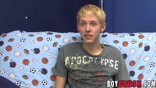 Interviewed blonde twink Kenny Monroe wanking off and cums Boy Crush - Amateur Gay Porno 2