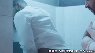 RagingStallion - Office Hunks Fuck Raw in Work Bathroom - BussyHunter.com