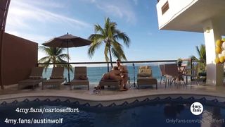 Carlos Effort   Austin Wolf Fucks Me by the Pool Outdoor Bareback   BussyHunter.com (Gay Porn)