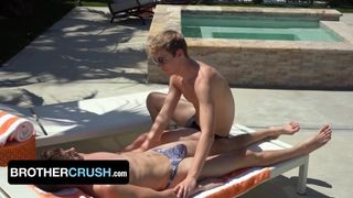 Handsome Fit Stepbrothers Taylor Reign and Jack Bailey Breeding by the Pool SeeBussy.com