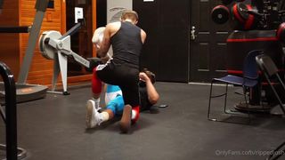 Josh and Zach and fan Asslicker in Gym - gay sex porn video