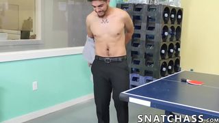 the boss motivates his coworker by having him lick his cock