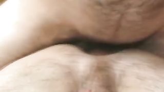 Gay bareback anal with two hairy guys in love