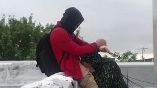 Sucking Young Teen After-school on the Rooftop - (homemade) Free Gay Porn
