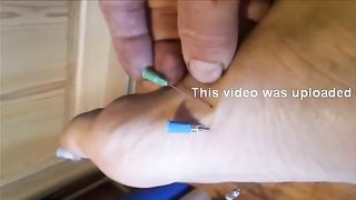 Needles in feet  Free Gay Porn 