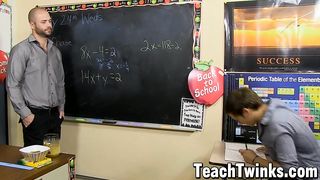 Buff teacher seduces a cute student and fucks his ass